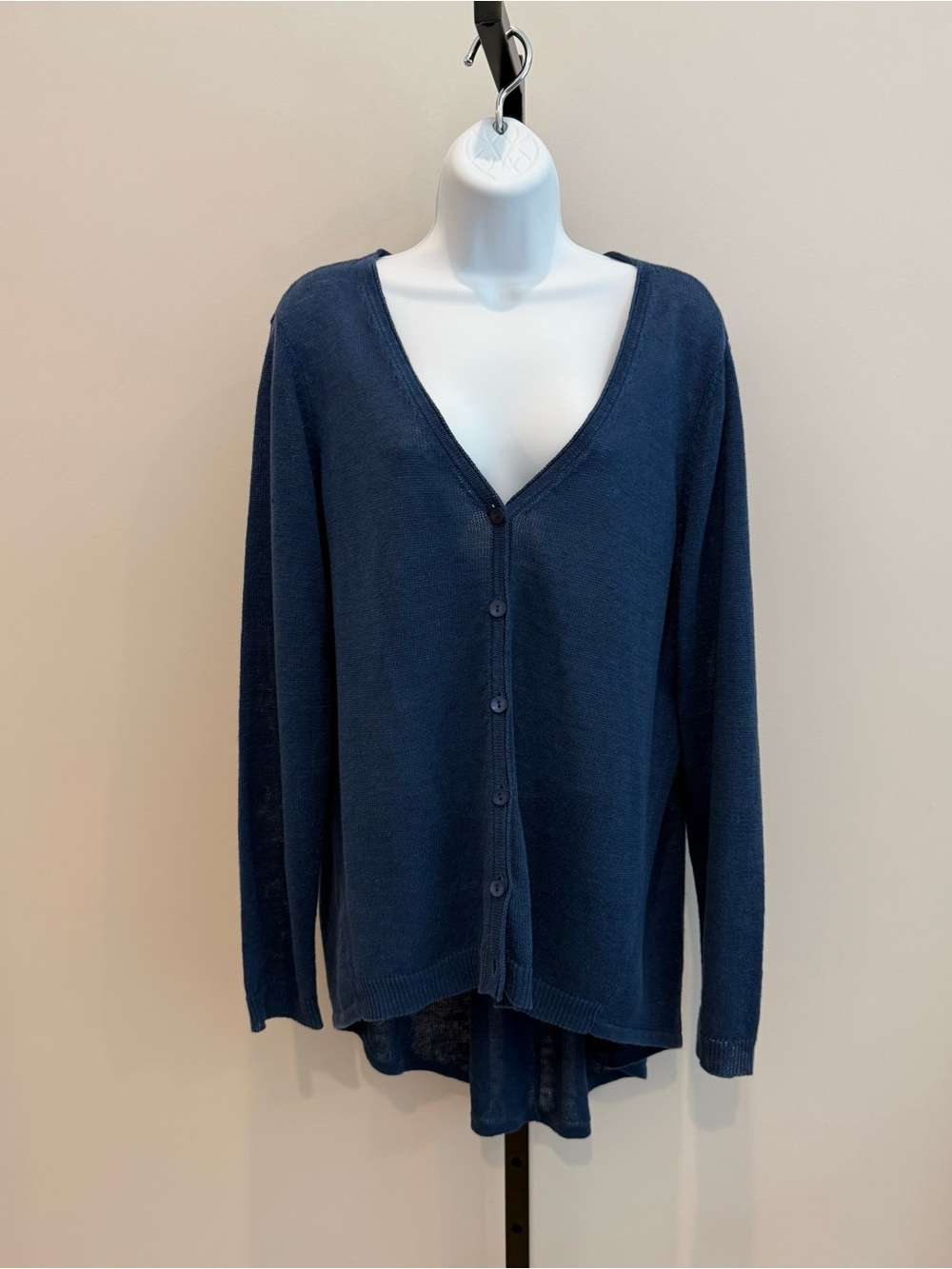 Eileen Fisher Women's Navy V-Neck Button Cardigan Sweater